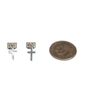 Load image into Gallery viewer, Stud Cross Earrings Gold &amp; White Gold Dipped - Silver Post - Pretty Earrings
