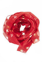 Load image into Gallery viewer, Patriotic Red Scarf with Gold Stars - Lightweight Scarves
